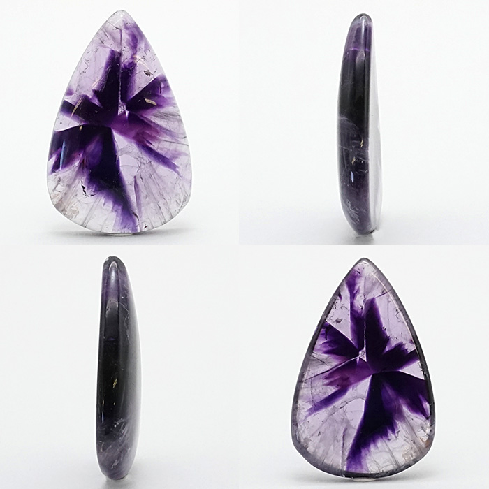 【 一点物 】 トラピッチェアメジスト ルース 19.1ct インド産 ドロップ形 Trapiche amethyst 二月誕生石 紫 パープル  天然石 パワーストーン カラーストーン