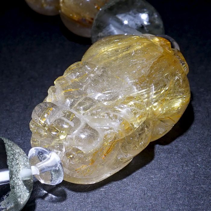 最高級 ゴールドルチルクォーツ 珠サイズ約14.5㍉ 貔貅 天然石ブレスレットパワーストーンブレスレット