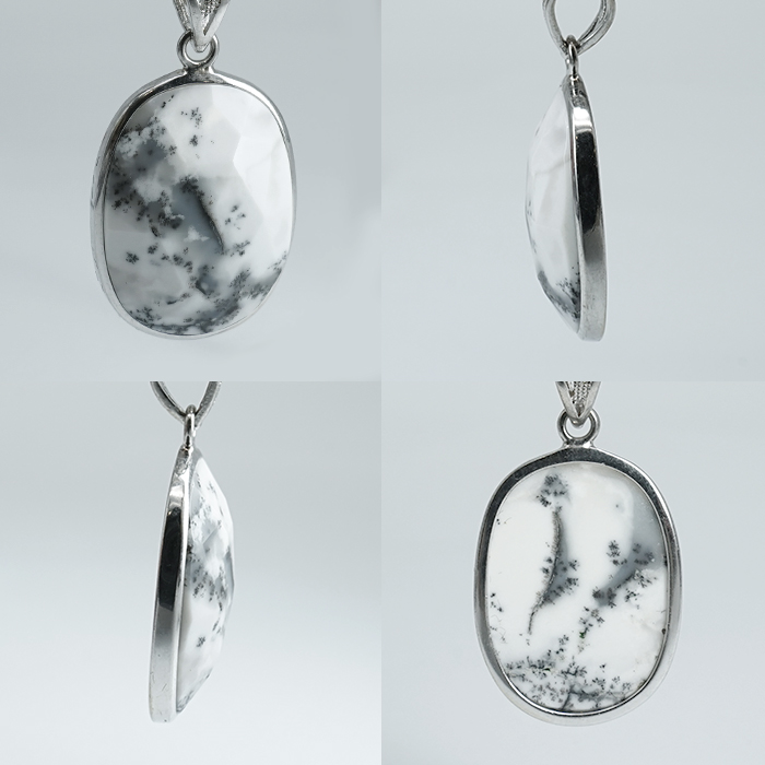 画像2: デンドライトオパール ペンダントトップ SV925 メキシコ産 【一点物】Dendritic Opal ローズカット 覆輪 フクリン オパール 蛋白石 天然石 パワーストーン カラーストーン (2)