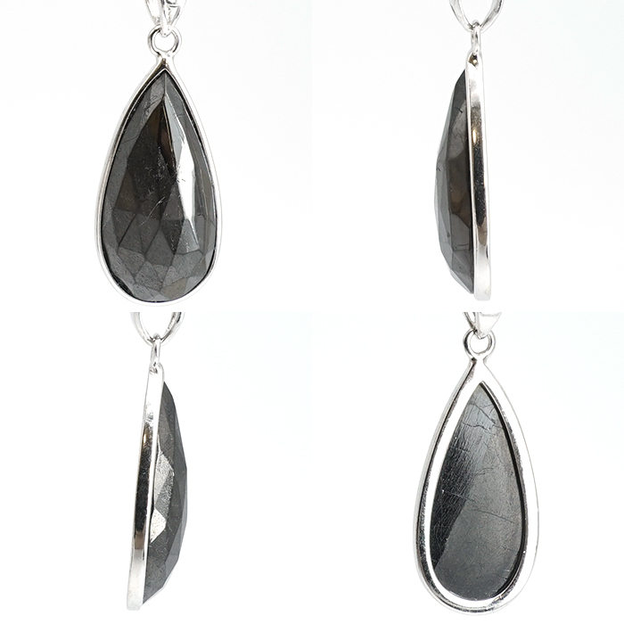 画像2: シュンガイト ペンダントトップ SV925 ロシア産 【一点もの】 Shungite ローズカット 覆輪 フクリン シュンガ石 フラーレン 天然石 パワーストーン カラーストーン (2)