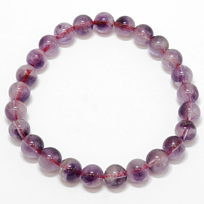 画像3: アメジストエレスチャル ブレスレット 7.5mm ブラジル産【一点もの】Amethyst Elestial クォーツ 水晶 内包物 2月誕生石 愛の守護石 紫水晶 お守り 浄化 アクセサリー ヒーリング 天然石 パワーストーン カラーストーン (3)